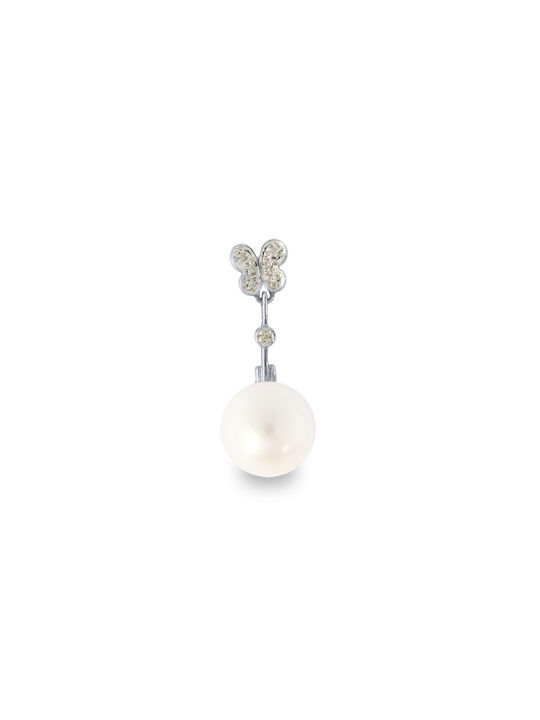 Charm from White Gold 18k with Pearls & Diamond