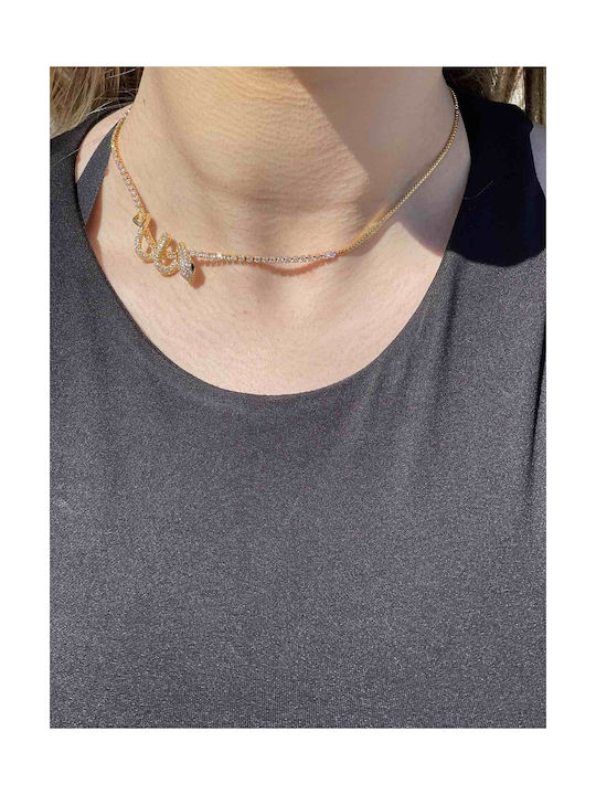 Necklace with design Snake from Gold Plated Steel