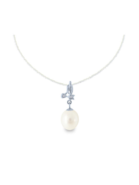 Necklace from White Gold 18k with Pearls