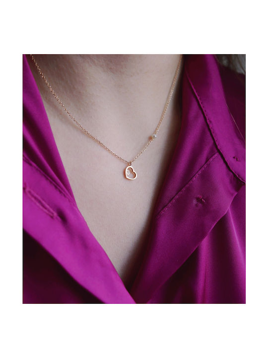 Necklace with design Heart from Rose Gold 14K