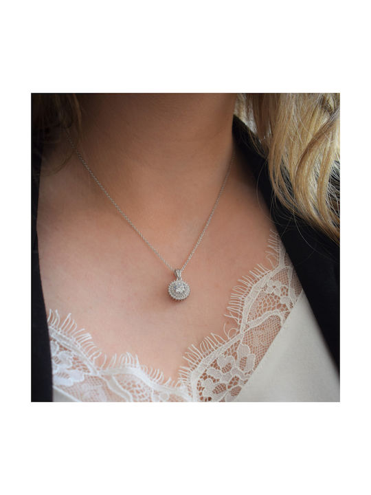 Necklace Rosette from Silver with Zircon