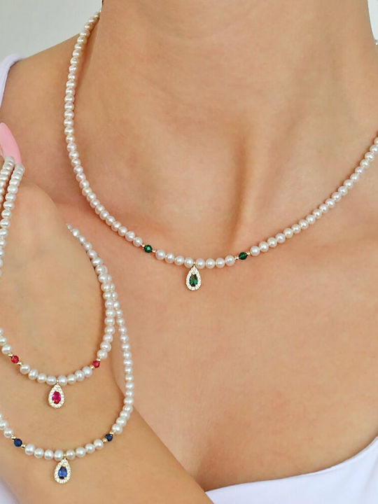 Pearls Halskette aus Weißgold 14K Pearls Halskette aus Weißgold 14K