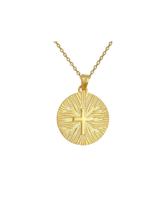 Necklace Double Amulet from Gold 14K with Zircon