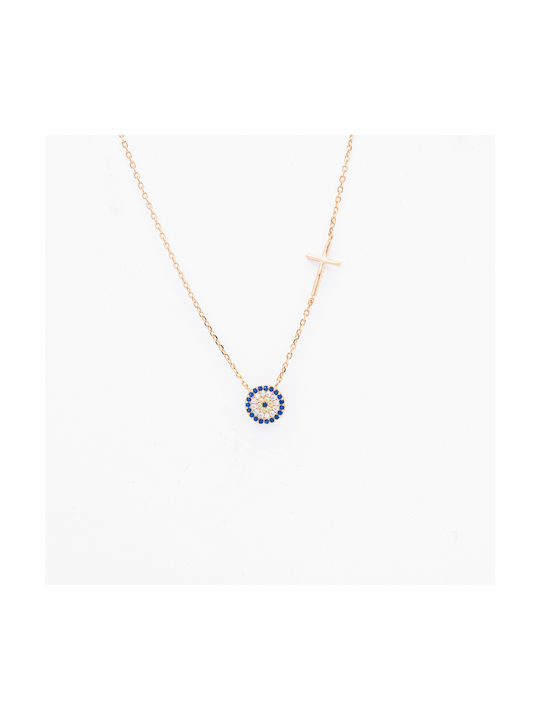 Necklace Eye from Gold Plated Silver with Zircon