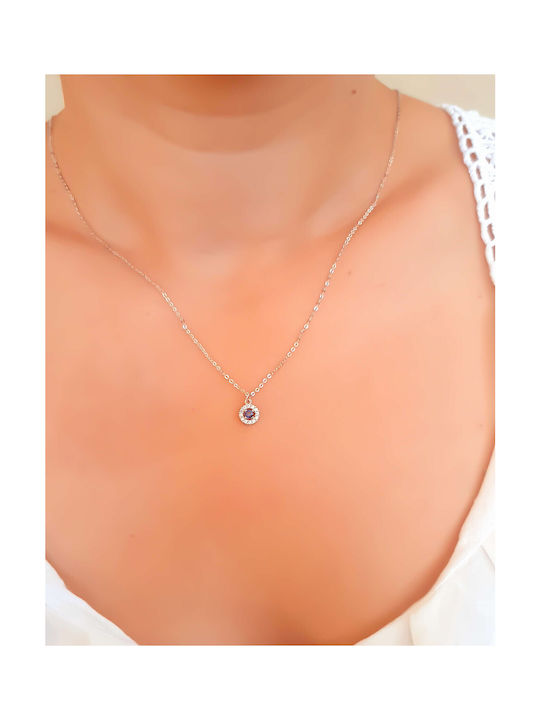 Necklace Rosette from White Gold 9 K