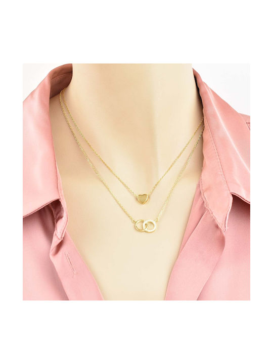 Necklace with design Heart from Gold Plated Silver