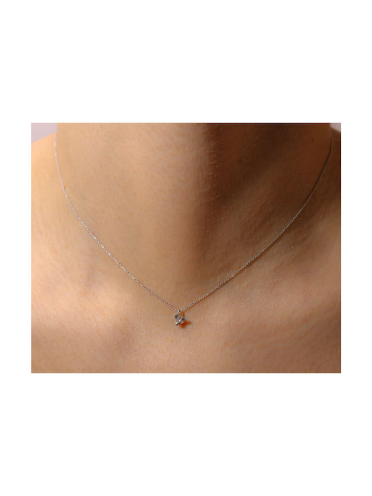 Necklace from White Gold 18k with Diamond