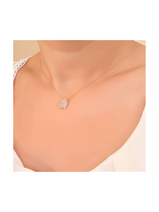 Necklace with design Heart from Rose Gold 9 K