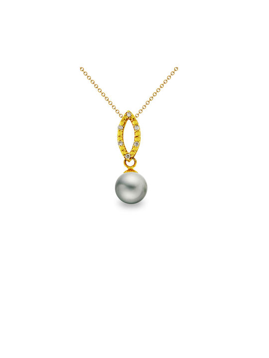 Charm from Gold 18k with Pearls & Diamond