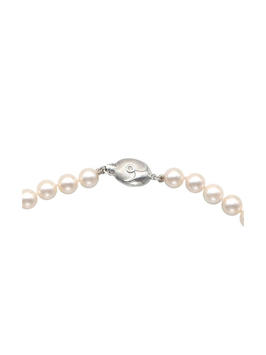 Necklace from White Gold 18k with Pearls & Diamond