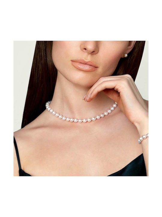 Necklace from White Gold 14K with Pearls