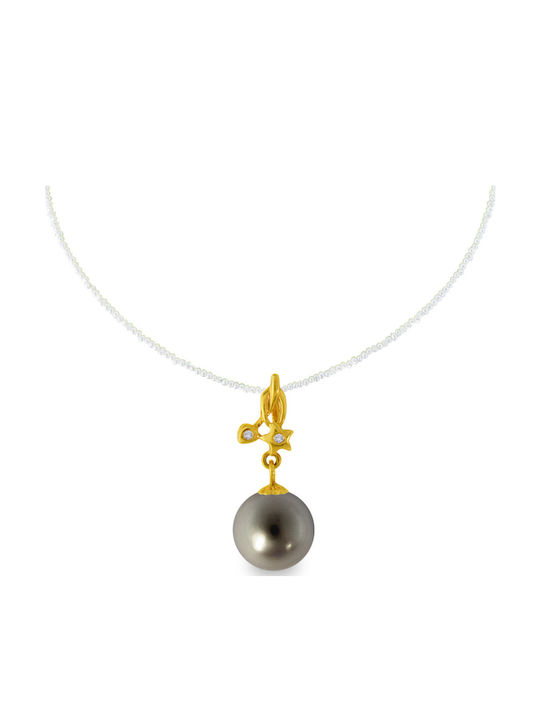 Margaritari Charm mit Steinen aus 18K Gold Schwarz
