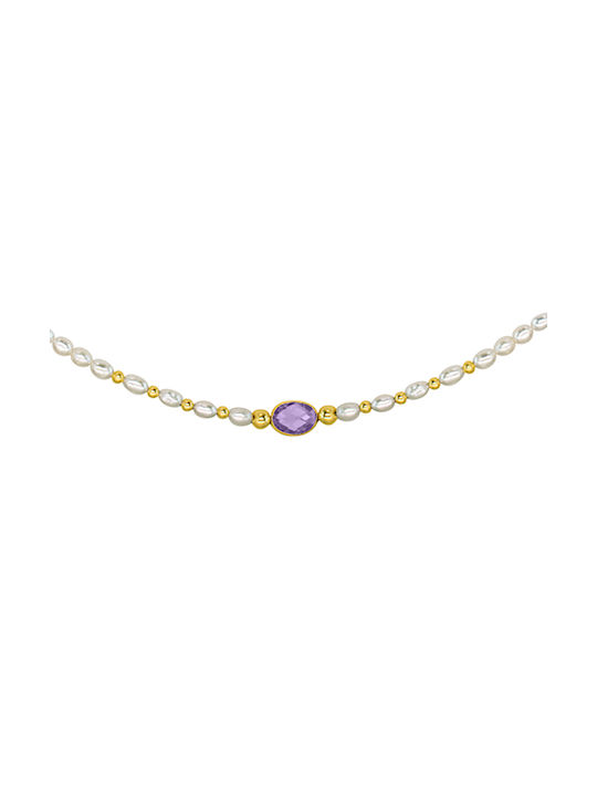 Necklace from White Gold 14K with Pearls