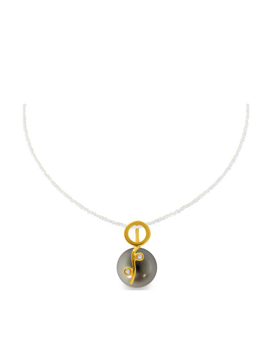 Margaritari Charm Cu Pietre Din Aur Galben 18 Carate Negru