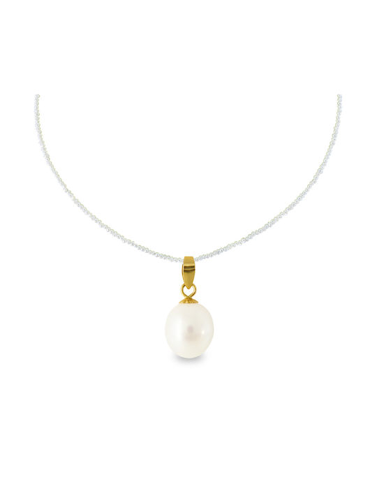 Charm from White Gold 14K with Pearls