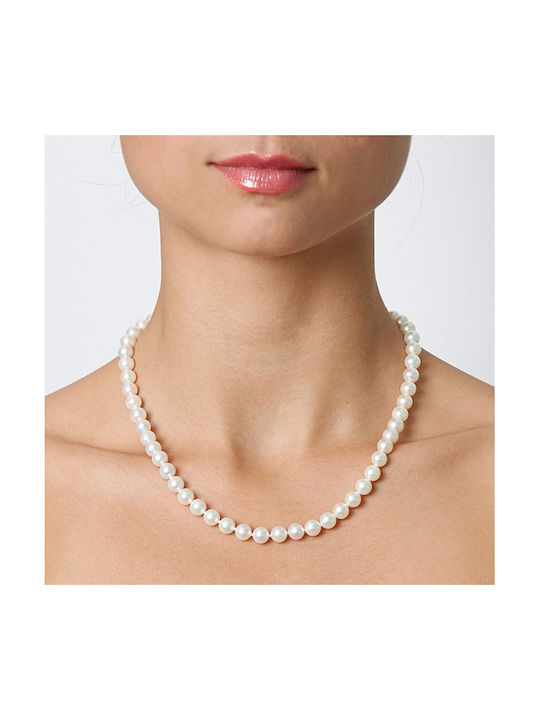 Necklace from White Gold 18k with Pearls & Diamond