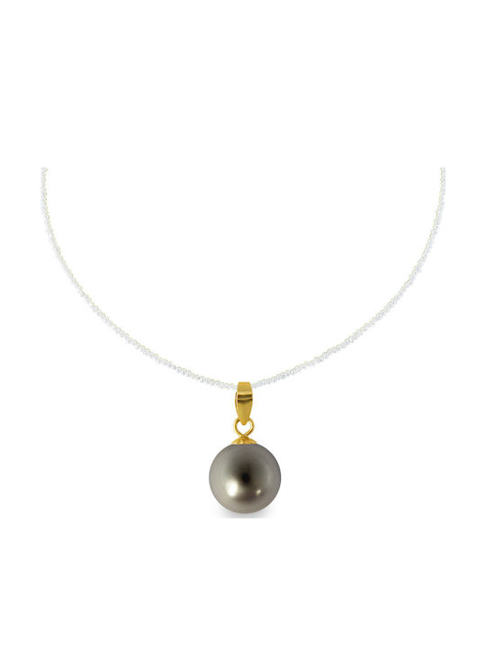 Margaritari Gold Stone Charm with Stones Black 14K