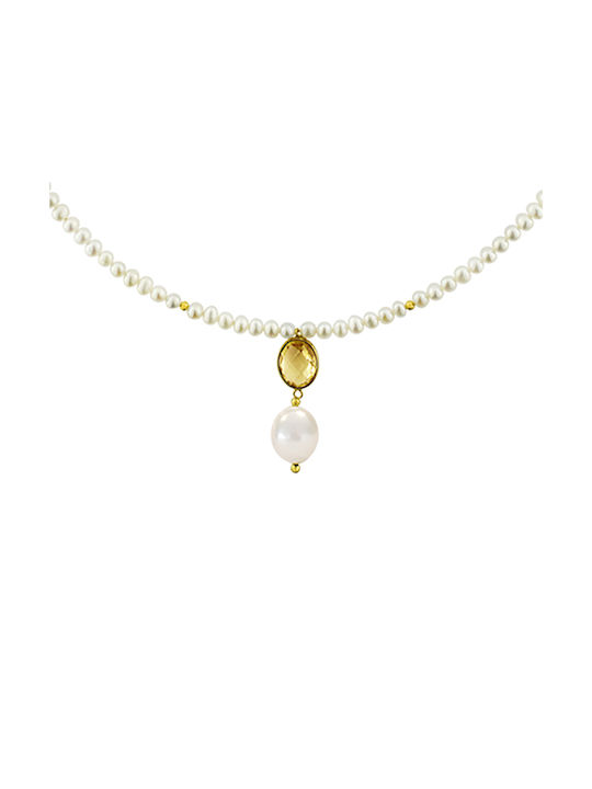 Necklace from White Gold 14K with Pearls