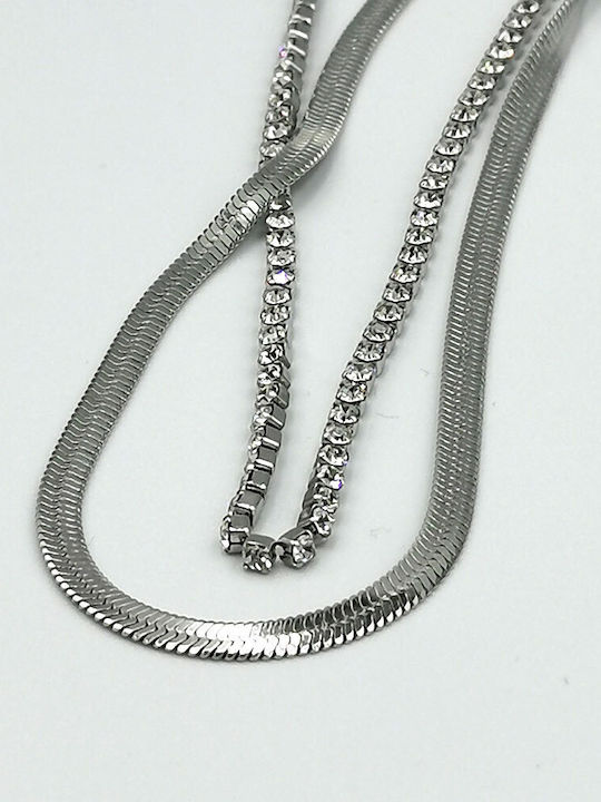 Fhs Jewlery Колиета Ривиера от Златна Стомана