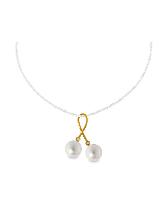 Necklace from Gold 18k with Pearls & Diamond