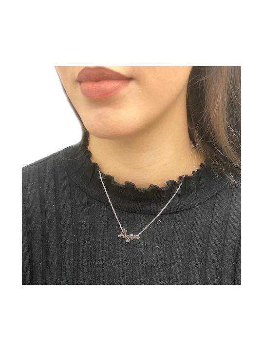 Necklace from Rose Gold 14K with Diamond and Name Option