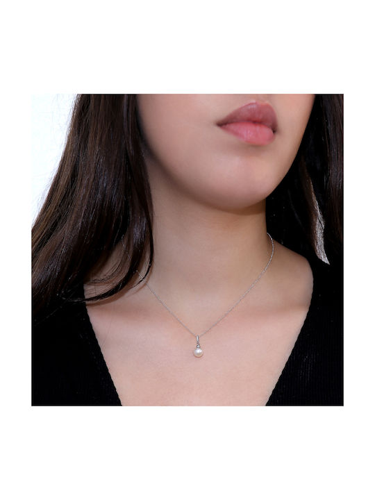 Necklace from White Gold 18k with Pearls