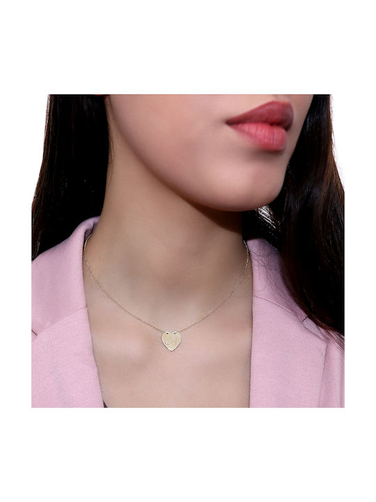 Necklace with design Heart from Gold 14K with Diamond