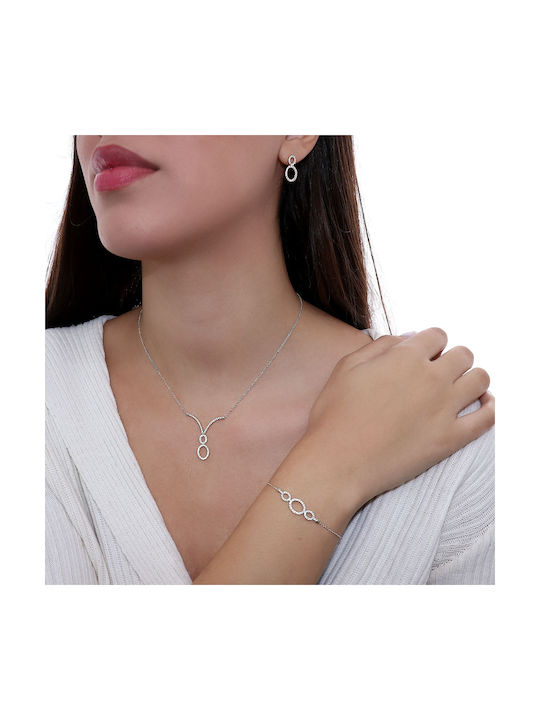 Necklace from White Gold 14K with Zircon