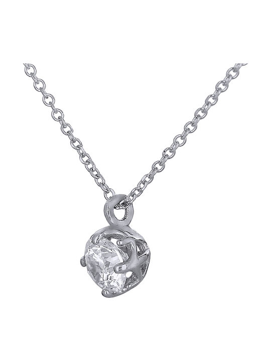 Necklace from White Gold 14K with Zircon