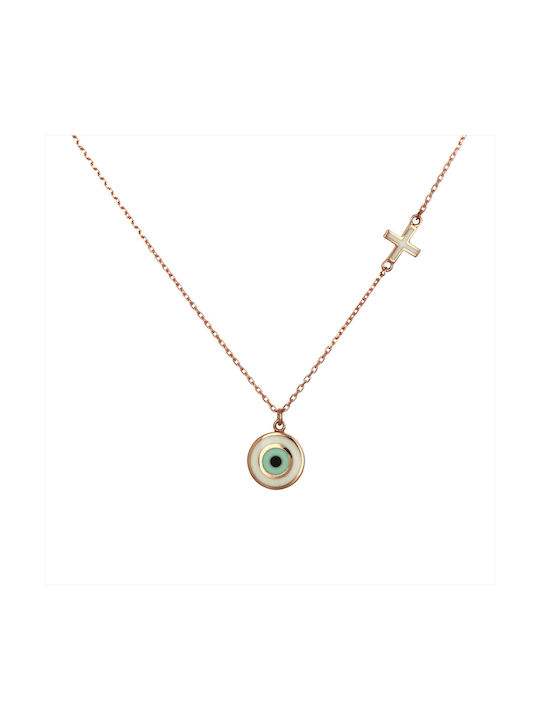 Necklace Double from Rose Gold 14K with Zircon