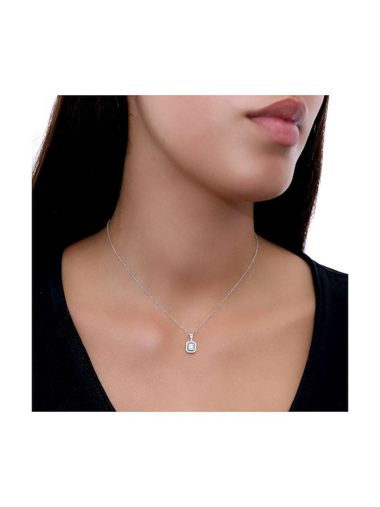 Necklace from White Gold 18k with Diamond