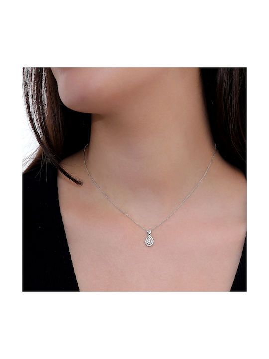 Necklace with design Tear from White Gold 18k with Diamond