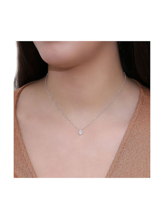 Necklace with design Tear from White Gold 18k with Diamond