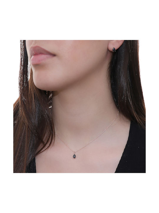 Necklace with design Tear from Rose Gold 14K with Zircon