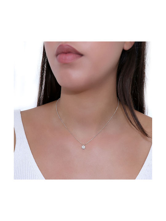 Necklace from White Gold 18k with Diamond