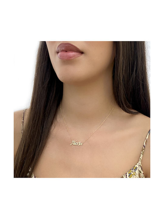 Necklace Name from Gold 14K with Diamond