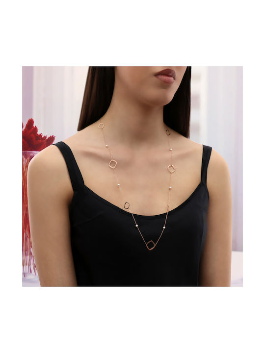 Necklace Geometric from Rose Gold 14K with Pearls