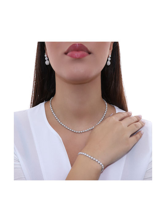 Necklace from White Gold 14K with Zircon