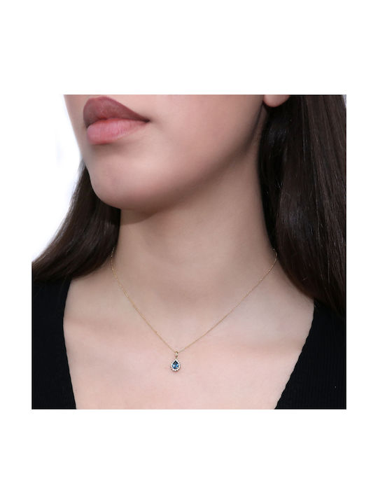 Blue Necklace Rosette from Gold 18k