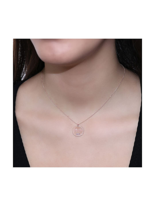 Halskette Mutti aus Roségold 14K mit Zirkon