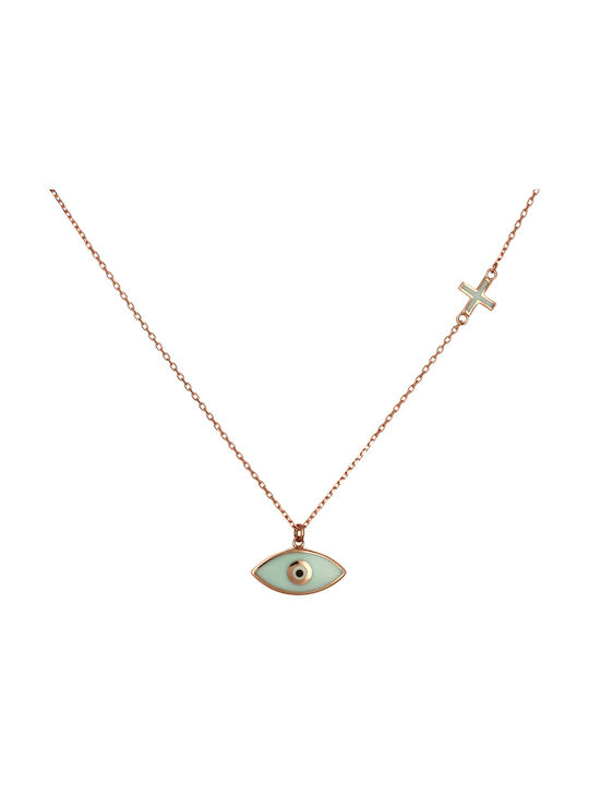 Necklace Double from Rose Gold 14K with Zircon