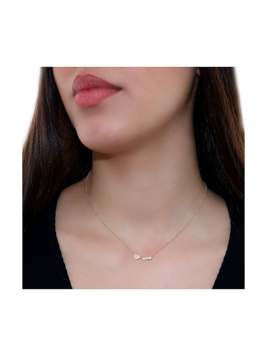 Necklace Double with design Heart from Gold 14K