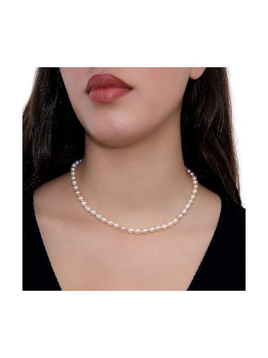 Necklace from White Gold 14K with Pearls