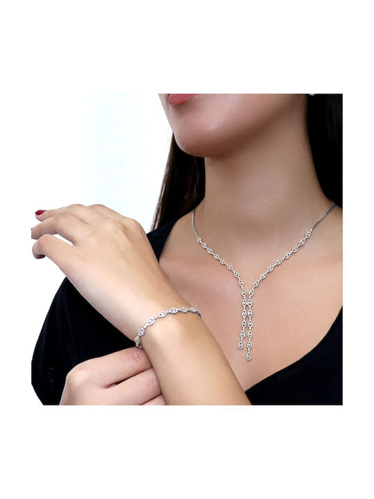 Necklace from White Gold 14K with Zircon