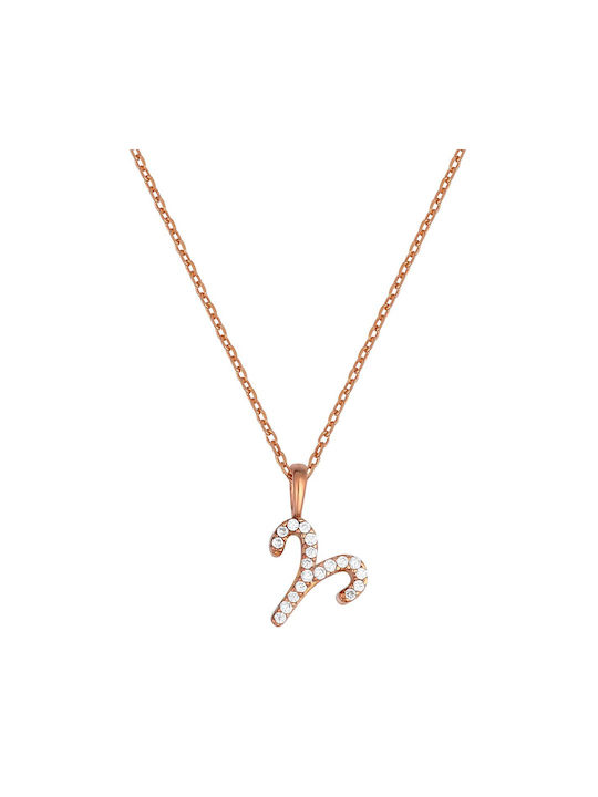 Necklace Zodiac Sign from Gold Plated Silver with Zircon