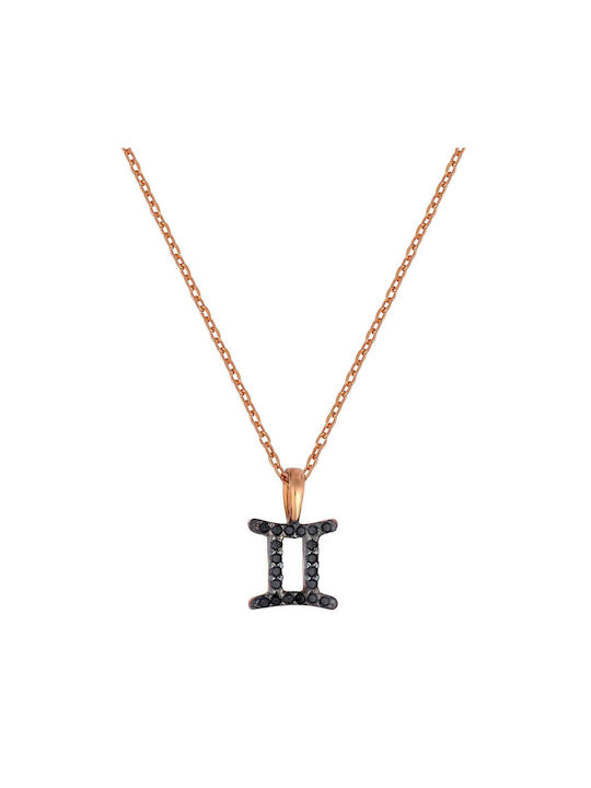 Necklace Zodiac Sign from Gold Plated Silver with Zircon