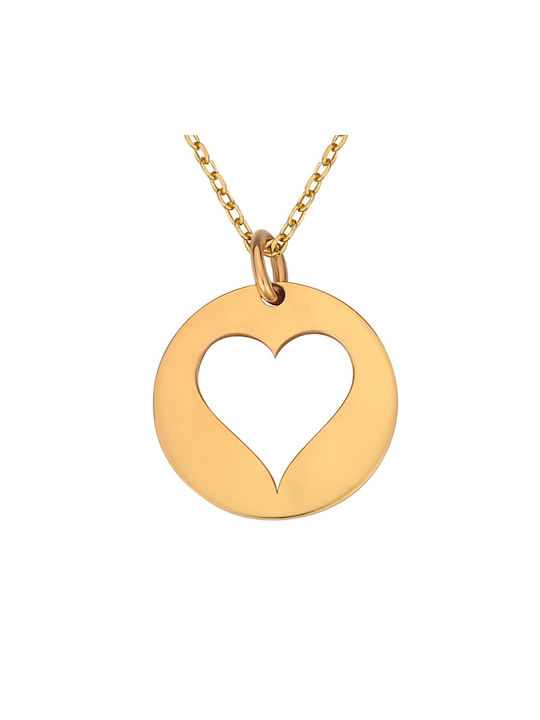 Necklace with design Heart from Gold Plated Silver