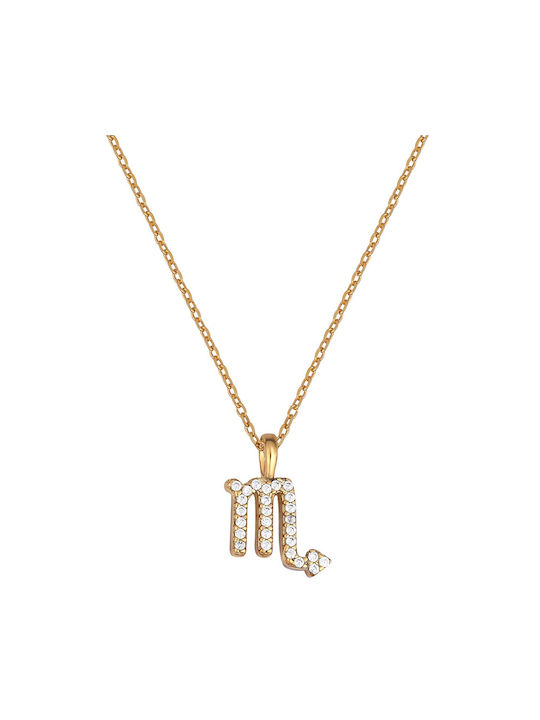 Necklace Zodiac Sign from Gold Plated Silver with Zircon