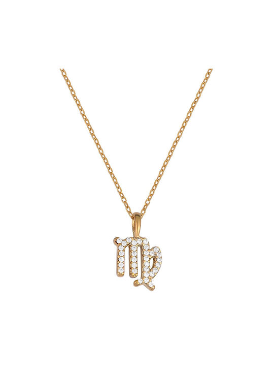 Necklace Zodiac Sign from Gold Plated Silver with Zircon