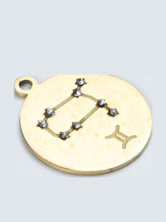 Cuoro Zodiac Sign from Gold Plated Steel with Zircon